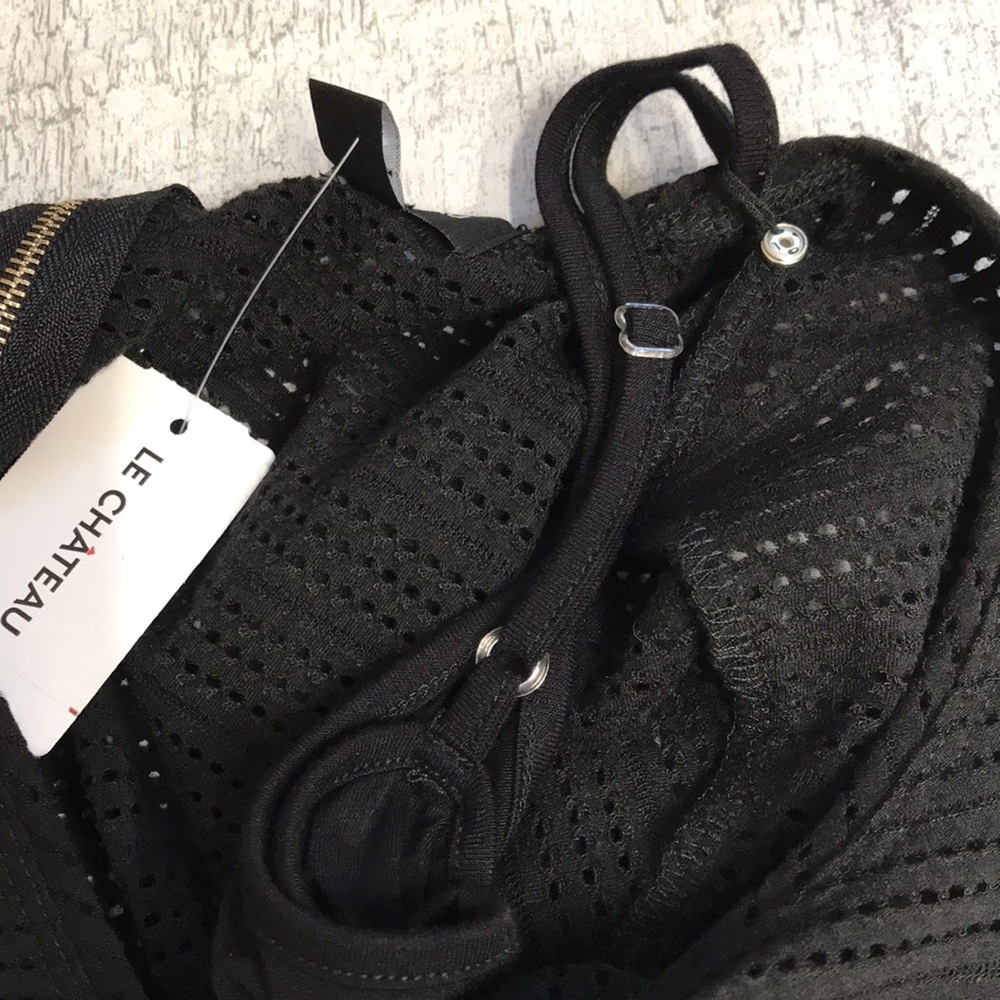 Le Chateau Black Peplum Top; Semi-Sheer; Removable Cami; New with Tags; Size XS - Picture 8 of 16